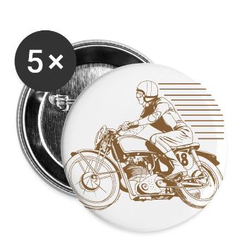 vintage motorcyle - Oldtimer Motorrad - Buttons groß 56 mm (5er Pack) - Weiß - Vorne