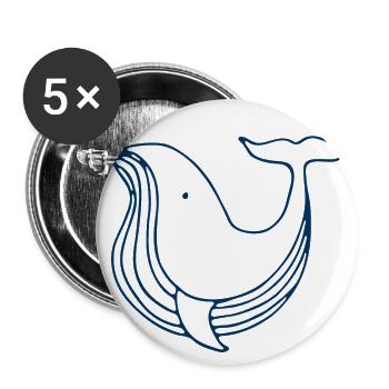 Vie marine "BUCKELWAL" monde sous-marin CHEMISE - Lot de 5 grands badges (56 mm) - blanc - Devant