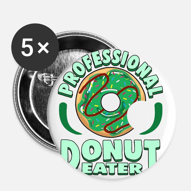 Cool Donut Shirt 'Professional Donut Eater' - Buttons large 2.2''/56 mm (5-pack) - white