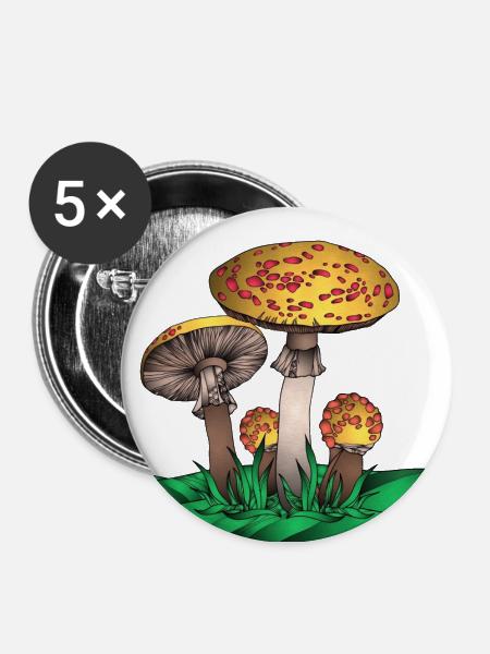 Magic Mushroom - Buttons groß 56 mm (5er Pack) - Weiß