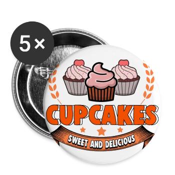 Cupcakes sweet and exquisite - Buttons large 2.2''/56 mm (5-pack) - white - Front
