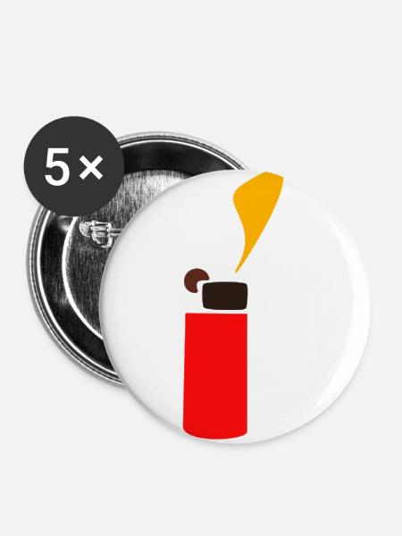 Feuerzeug Design als Geschenkidee - Buttons groß 56 mm (5er Pack) - Weiß