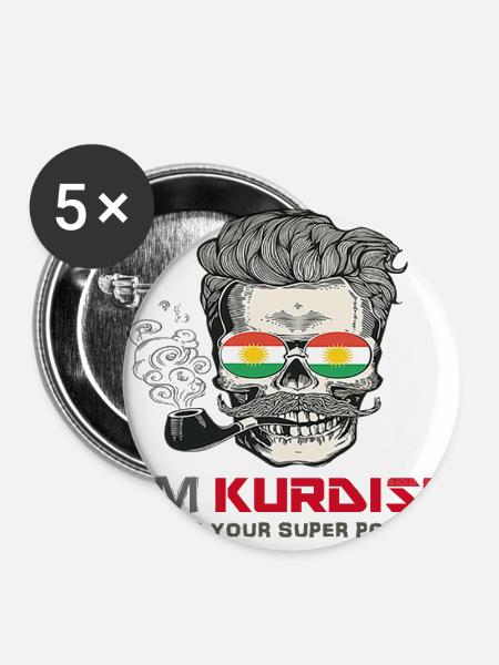 kurde tshirt für kurd - Buttons groß 56 mm (5er Pack) - Weiß