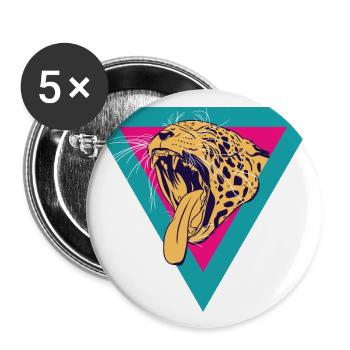 Léopard - Lot de 5 grands badges (56 mm) - blanc - Devant