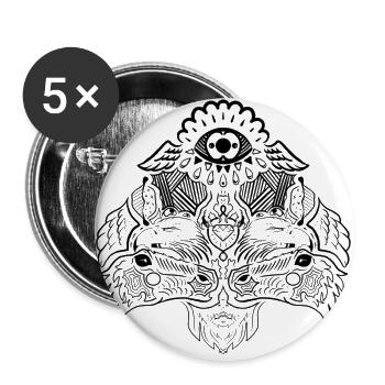 Paralleler menschlicher Gedanke - Buttons groß 56 mm (5er Pack) - Weiß - Vorne