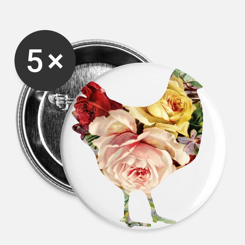 Flower Chicken - Buttons large 2.2''/56 mm (5-pack) - white
