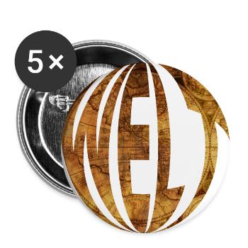 Welt Kugel Weltkugel - Buttons groß 56 mm (5er Pack) - Weiß - Vorne