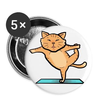 Chat en train de faire du sport - Lot de 5 grands badges (56 mm) - blanc - Devant