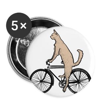 Cat on the bike - Buttons large 2.2''/56 mm (5-pack) - white - Front