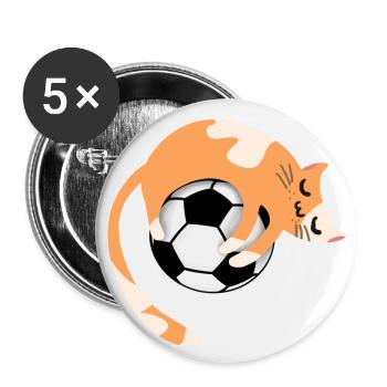 Cat with football - Buttons large 2.2''/56 mm (5-pack) - white - Front