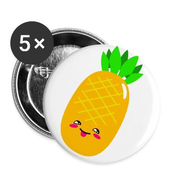 Ananas - Buttons groß 56 mm (5er Pack) - Weiß - Vorne