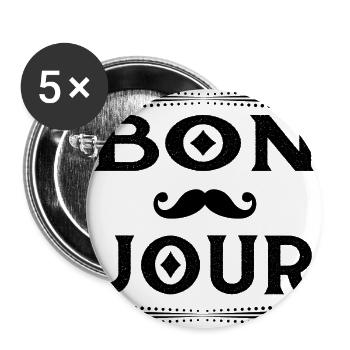 Bon Jour - Buttons groß 56 mm (5er Pack) - Weiß - Vorne
