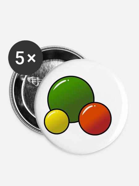 Bunte Kugeln - Buttons groß 56 mm (5er Pack) - Weiß