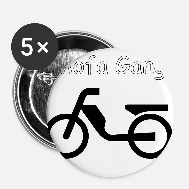 Mofa Gang! - Buttons groß 56 mm (5er Pack) - Weiß