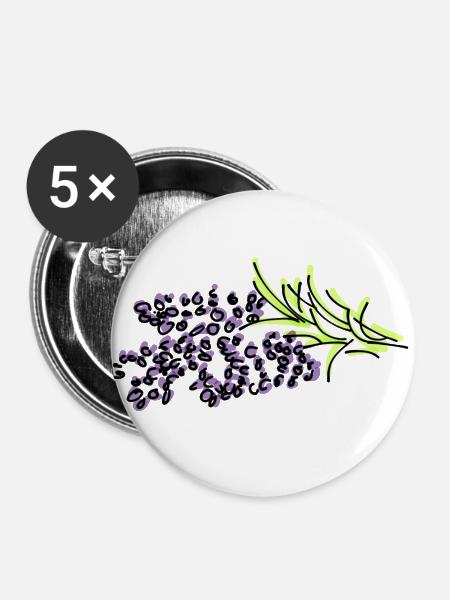 Lavendel - Buttons groß 56 mm (5er Pack) - Weiß