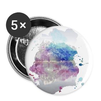 Fantasy Mirror Lake Mountains couleurs cadeau coloré - Lot de 5 grands badges (56 mm) - blanc - Devant