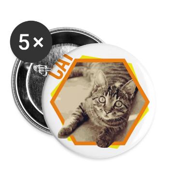 Katze Bengalkatze Siam Perser Geschenk - Buttons groß 56 mm (5er Pack) - Weiß - Vorne