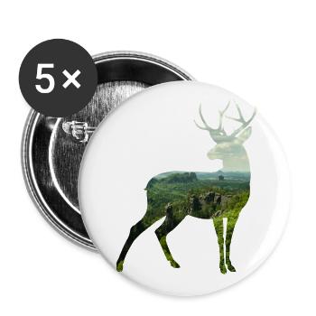 Hirsch Silhoutte - Buttons groß 56 mm (5er Pack) - Weiß - Vorne