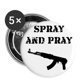 Spray and Pray AK-47 Gift Idea - Buttons large 2.2''/56 mm (5-pack) - white - Front