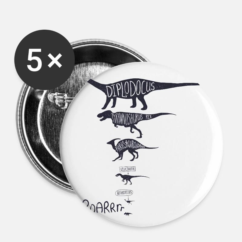 dinosaur - Buttons large 2.2''/56 mm (5-pack) - white