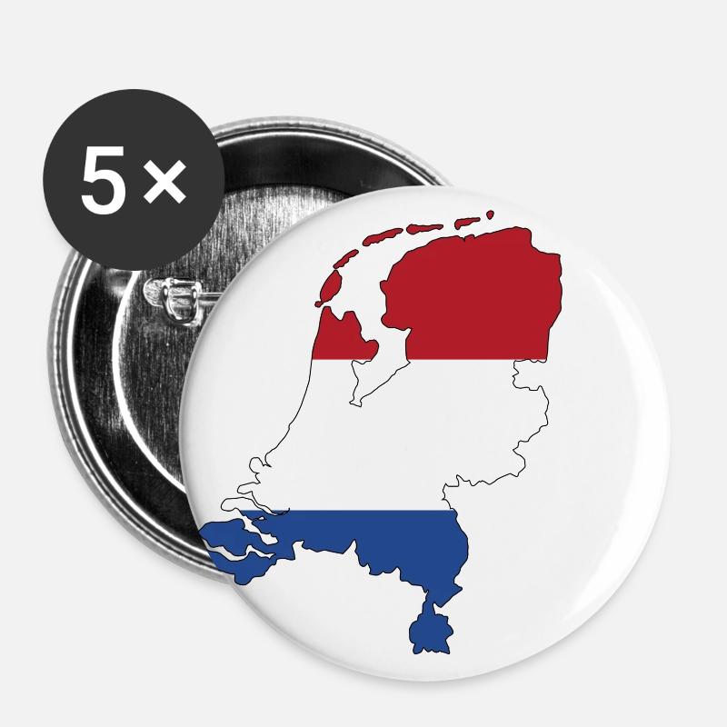 Netherland - Buttons large 2.2''/56 mm (5-pack) - white