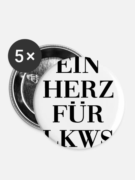 LKW - Buttons groß 56 mm (5er Pack) - Weiß