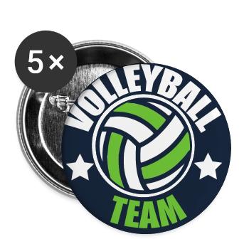 Équipe de l'emblème de l'équipe de volleyball - Lot de 5 grands badges (56 mm) - blanc - Devant