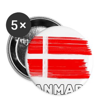 Denmark with national flag - Buttons large 2.2''/56 mm (5-pack) - white - Front