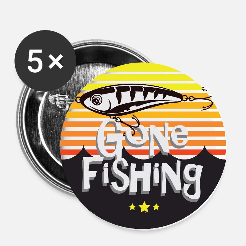 Gone fishing - Buttons large 2.2''/56 mm (5-pack) - white
