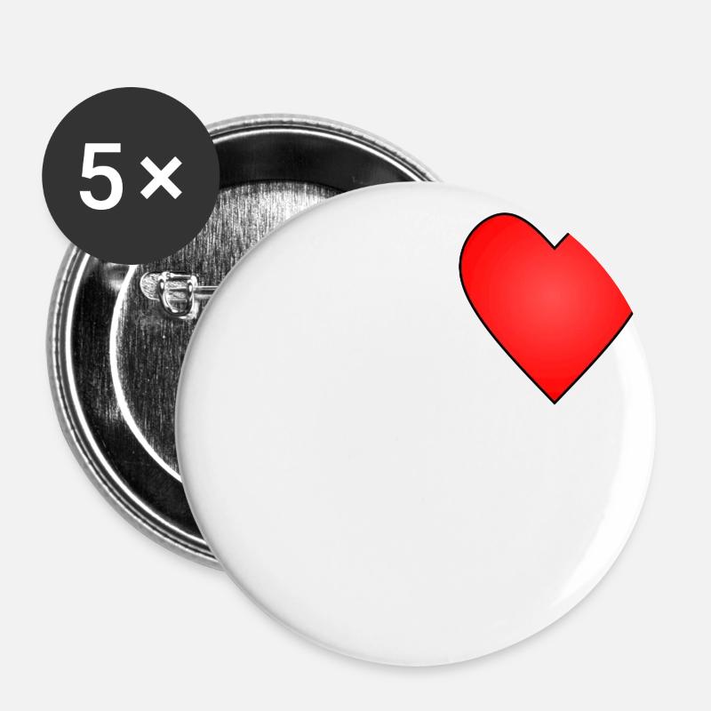 heart - Buttons large 2.2''/56 mm (5-pack) - white