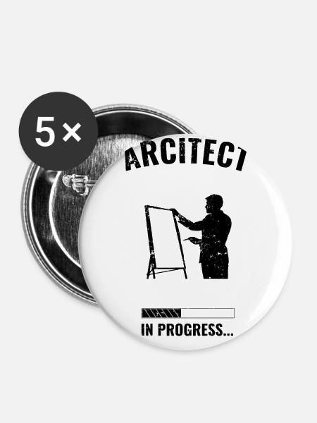 Architekt - Buttons groß 56 mm (5er Pack) - Weiß