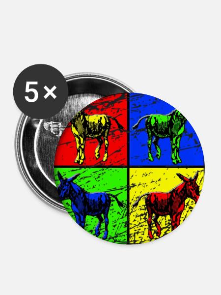 Esel - Buttons groß 56 mm (5er Pack) - Weiß