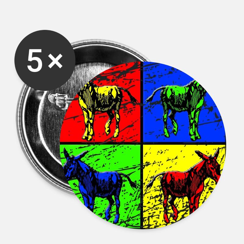 Esel - Buttons groß 56 mm (5er Pack) - Weiß