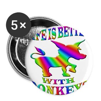 Esel - Buttons groß 56 mm (5er Pack) - Weiß - Vorne