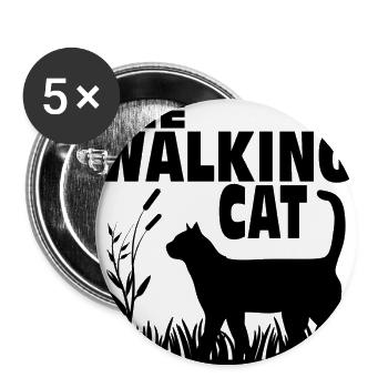 The Walking Cat - Chat - Chat - Lot de 5 grands badges (56 mm) - blanc - Devant