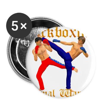 Kickboxing Guerrier - Lot de 5 grands badges (56 mm) - blanc - Devant