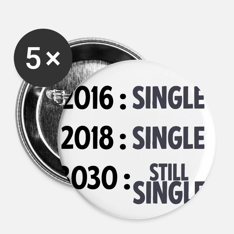 Single but not alone gift gift idea - Buttons large 2.2''/56 mm (5-pack) - white