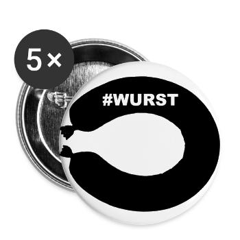 Fleischwurst Geschenk Geschenkidee Idee - Buttons groß 56 mm (5er Pack) - Weiß - Vorne