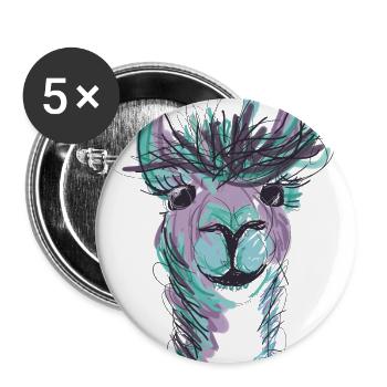 Alpaca Llama Purple - Buttons large 2.2''/56 mm (5-pack) - white - Front