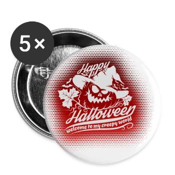 Citation de bonne fête de la citrouille Halloween Bienvenue - Lot de 5 grands badges (56 mm) - blanc - Devant