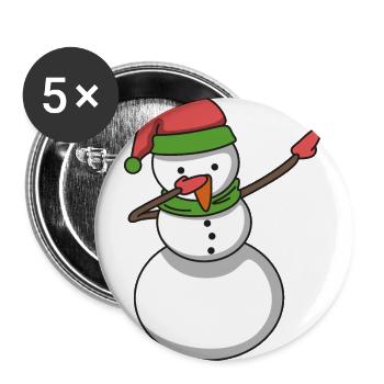 Schneemann dabbing Hip Hop Geschenk Weihnachten - Buttons groß 56 mm (5er Pack) - Weiß - Vorne