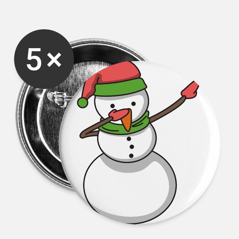 Snowman dabbing hip hop gift Christmas - Buttons large 2.2''/56 mm (5-pack) - white