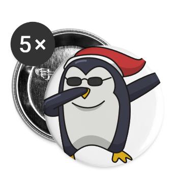 Pinguin dabbing Weihnachten Geschenk Hip Hop cool - Buttons groß 56 mm (5er Pack) - Weiß - Vorne