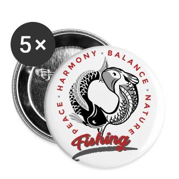 fishing yin yang - Lot de 5 grands badges (56 mm) - blanc - Devant