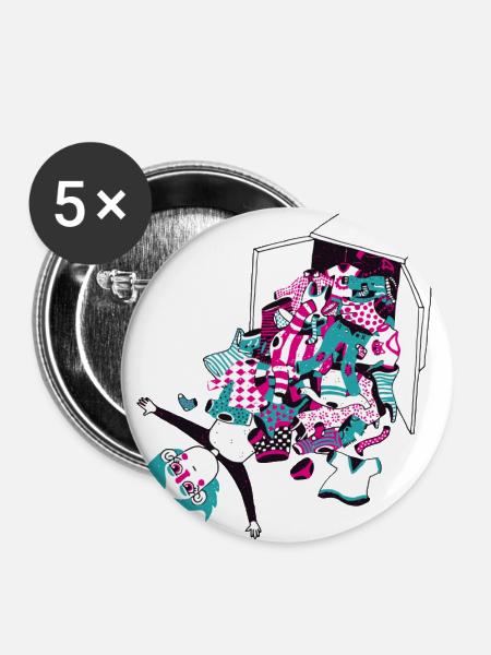 Überfluss - Buttons groß 56 mm (5er Pack) - Weiß
