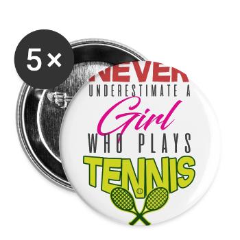 Ne sous-estimez pas un joueur de tennis! idée cadeau - Lot de 5 grands badges (56 mm) - blanc - Devant