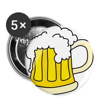 Bier - Buttons groß 56 mm (5er Pack) - Weiß - Vorne
