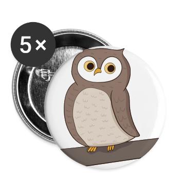 Owl Bird - Buttons large 2.2''/56 mm (5-pack) - white - Front
