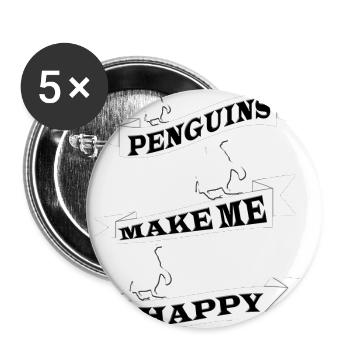 Pinguin - Buttons groß 56 mm (5er Pack) - Weiß - Vorne