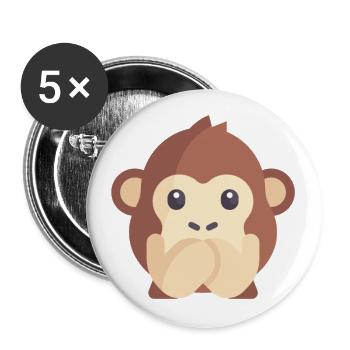 émoticône de singe mignon - Lot de 5 grands badges (56 mm) - blanc - Devant